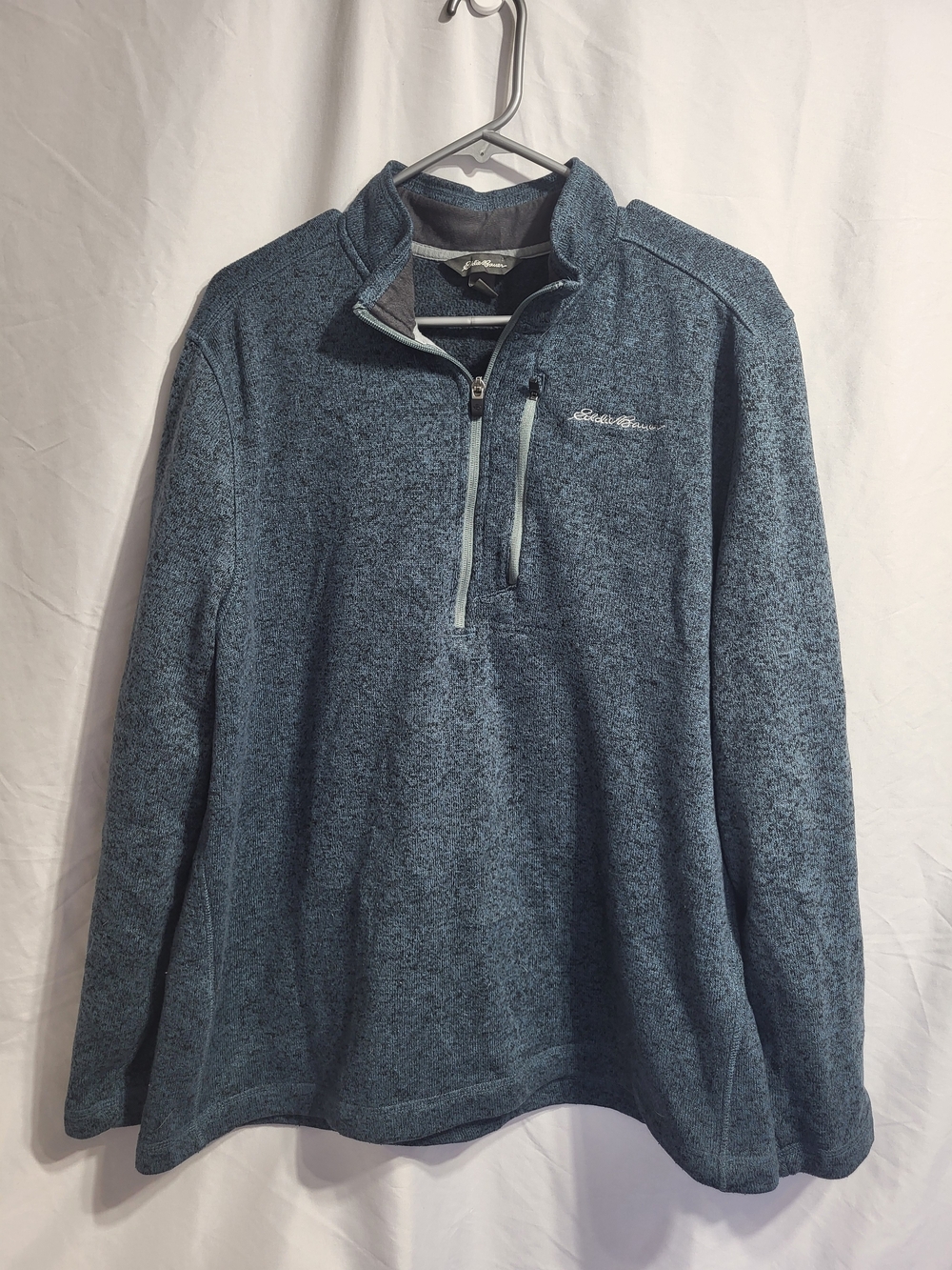 Eddie Bauer Men's Blue Quarter-Zip Fleece Pullover, Size XL